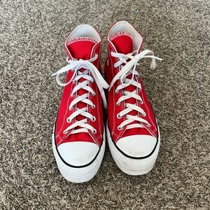 Custom Red Platform Converse